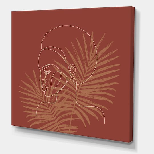 Designart - Sillhouette of African American Girl on Palm Leaves